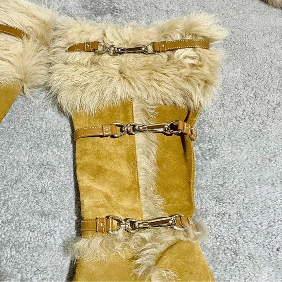 Coach Jessica Made In Italy Tan Fur-Trimmed Women's Boots - Picture 6 of 10